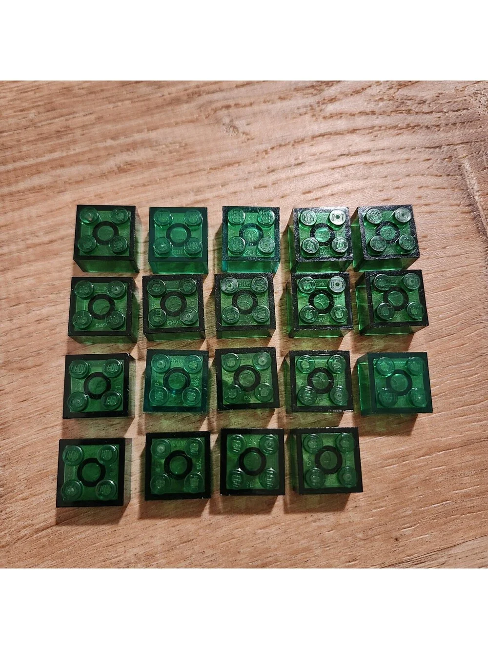 Lego Brick 2x2 Trans Green (x19) Building Blocks Part Piece Bulk Lot #3003